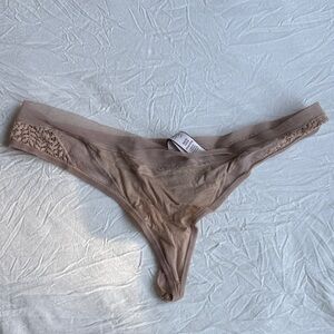 Victoria’s Secret Elegant Lace Trimmed Thong in Tan